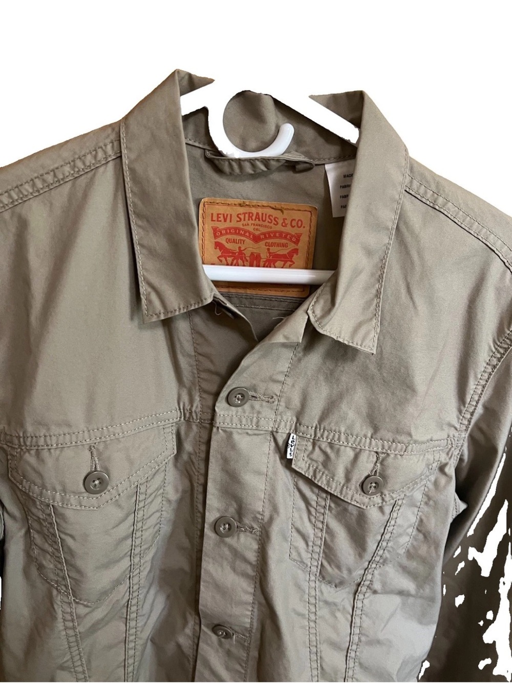 Levi's Men's M Lightweight Cotton Utility Trucker Jacket Khaki 72333 Unworn - Picture 2 of 9